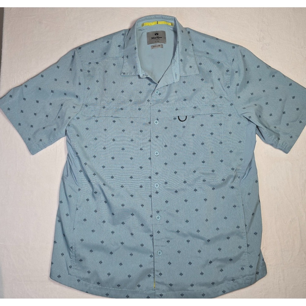 Wind River No Fly Zone Men's camping hiking fishing shirt. Light blue Size Large